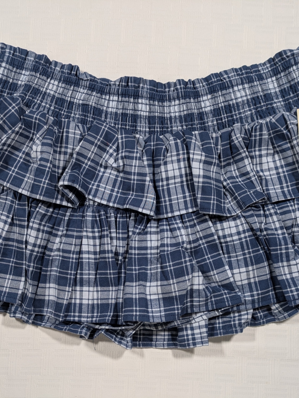 Plaid Ruffle Mini Skort - Cadet Blue, Size XL (16-18) NWT Womens